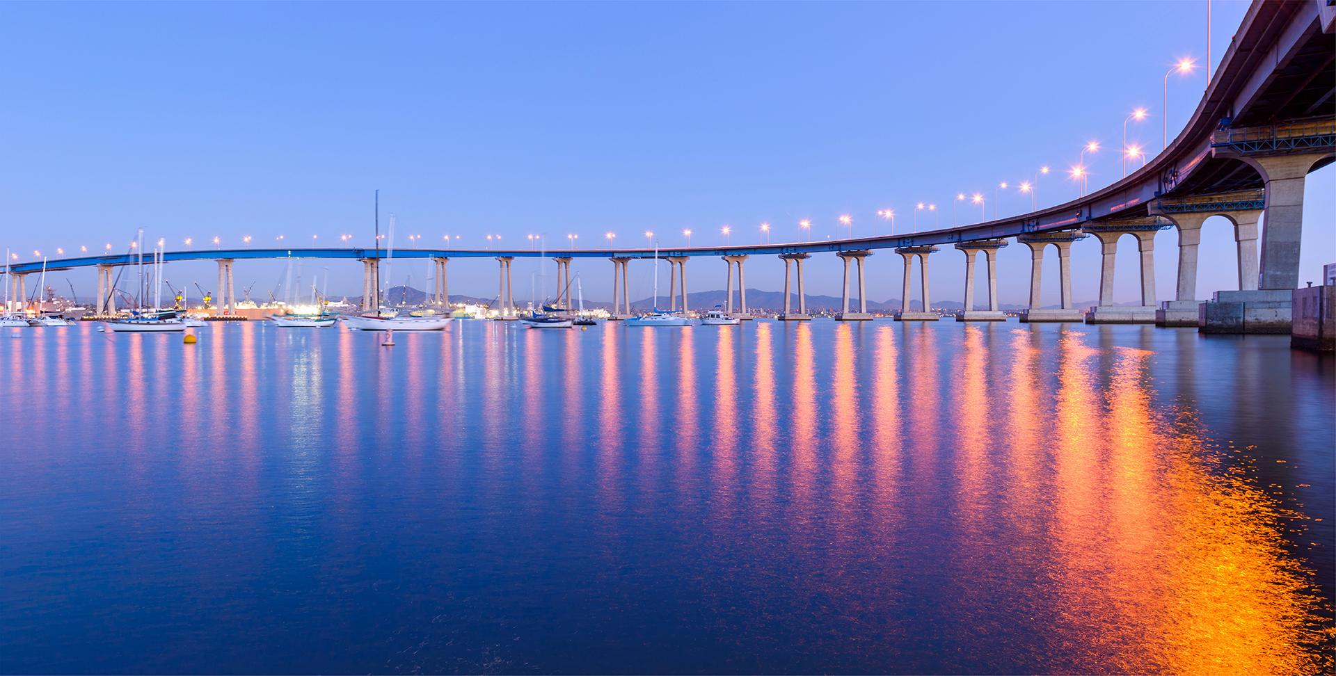 San Diego-Coronado Bridge at night