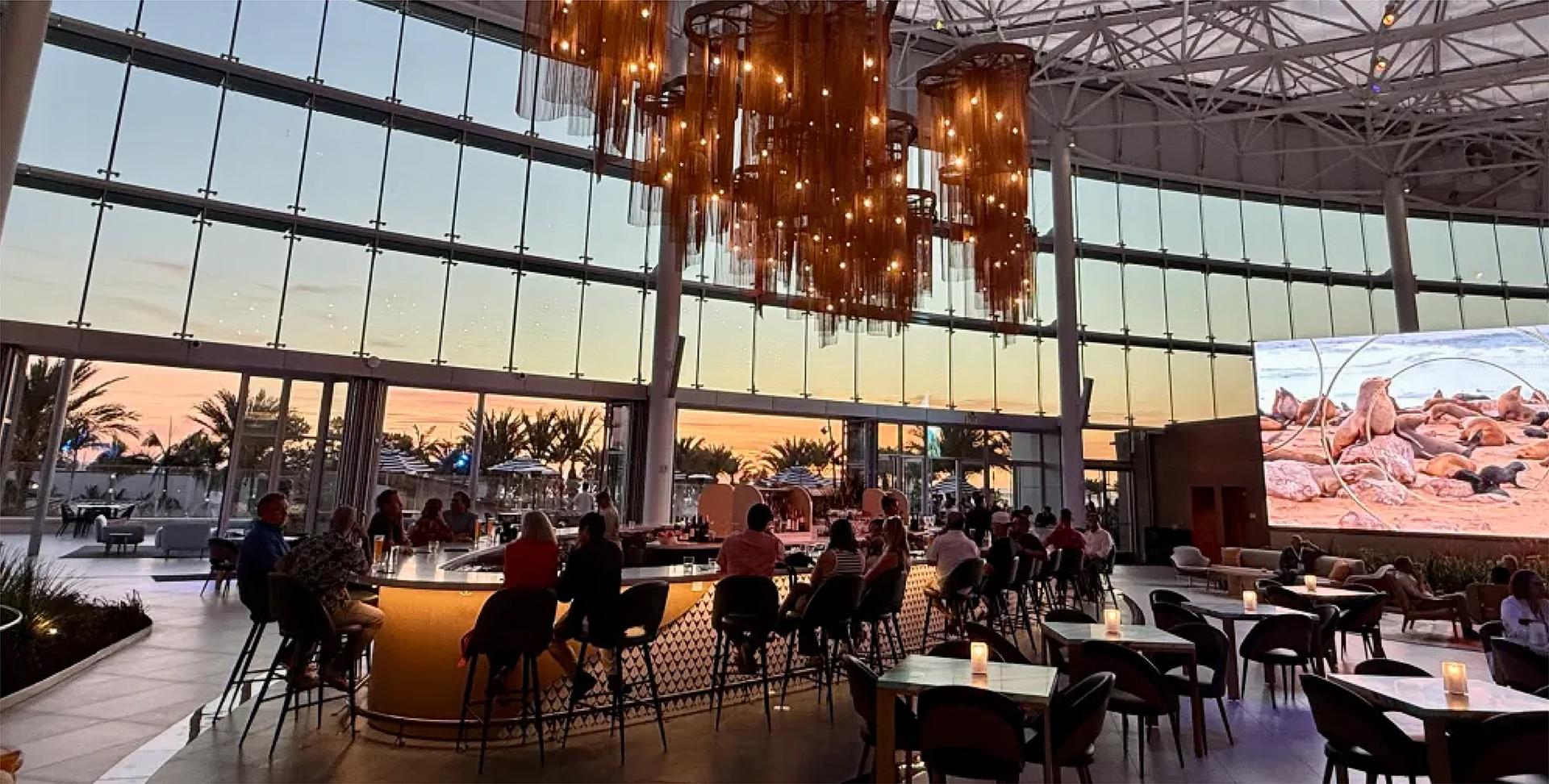 Indoor bar and seating area at the Gaylord Hotel